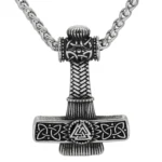 Thors Hammer Kette mit Valknut aus Edelstahl, authentisches Wikinger Amulett