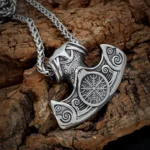 Thors Hammer Kette mit Vegvísir Wikinger Schmuck Silber Edelstahl