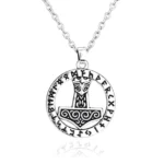 Thors Hammer Kette silber mit Runenkreis, massangabe des wikinger amuletts