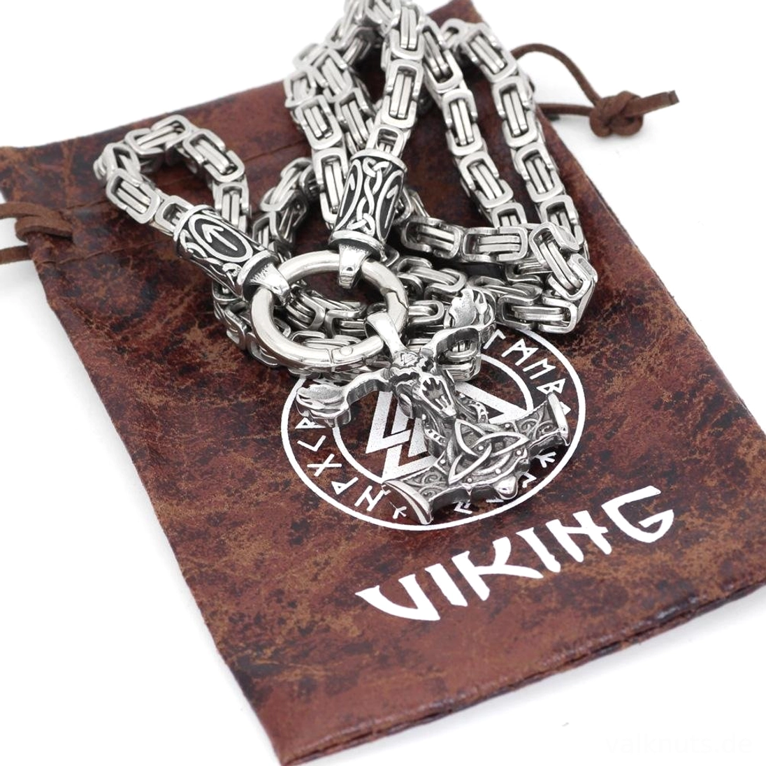 Thors Hammer Kette mit Sleipnir Anhänger Wikinger Schmuck