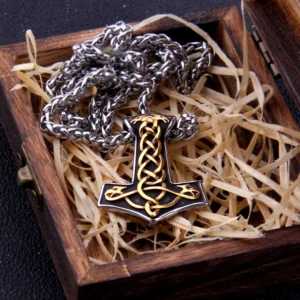 Handgemachte Thors Hammer Kette als Wikinger Amulett aus Edelstahl