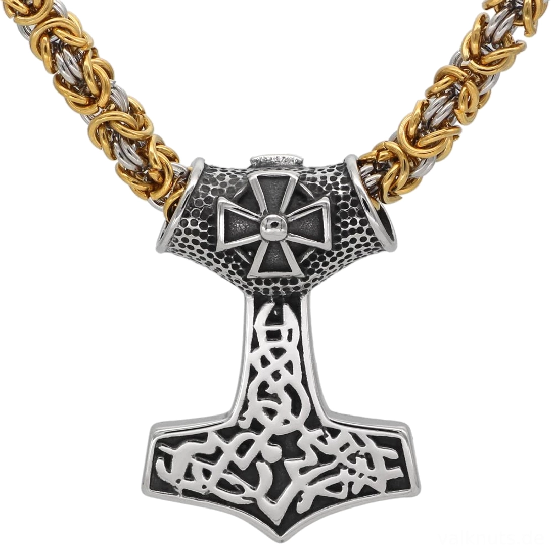 Thors Hammer Kette Wikinger Amulett mit Eisenkreuz aus Edelstahl