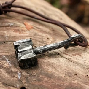 Thors Hammer Kette an rustikalem Lederband, Wikinger Mjölnir Pendant