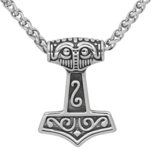 Traditionelle Thors Hammer Kette aus Edelstahl, Wikinger Mjölnir Amulett