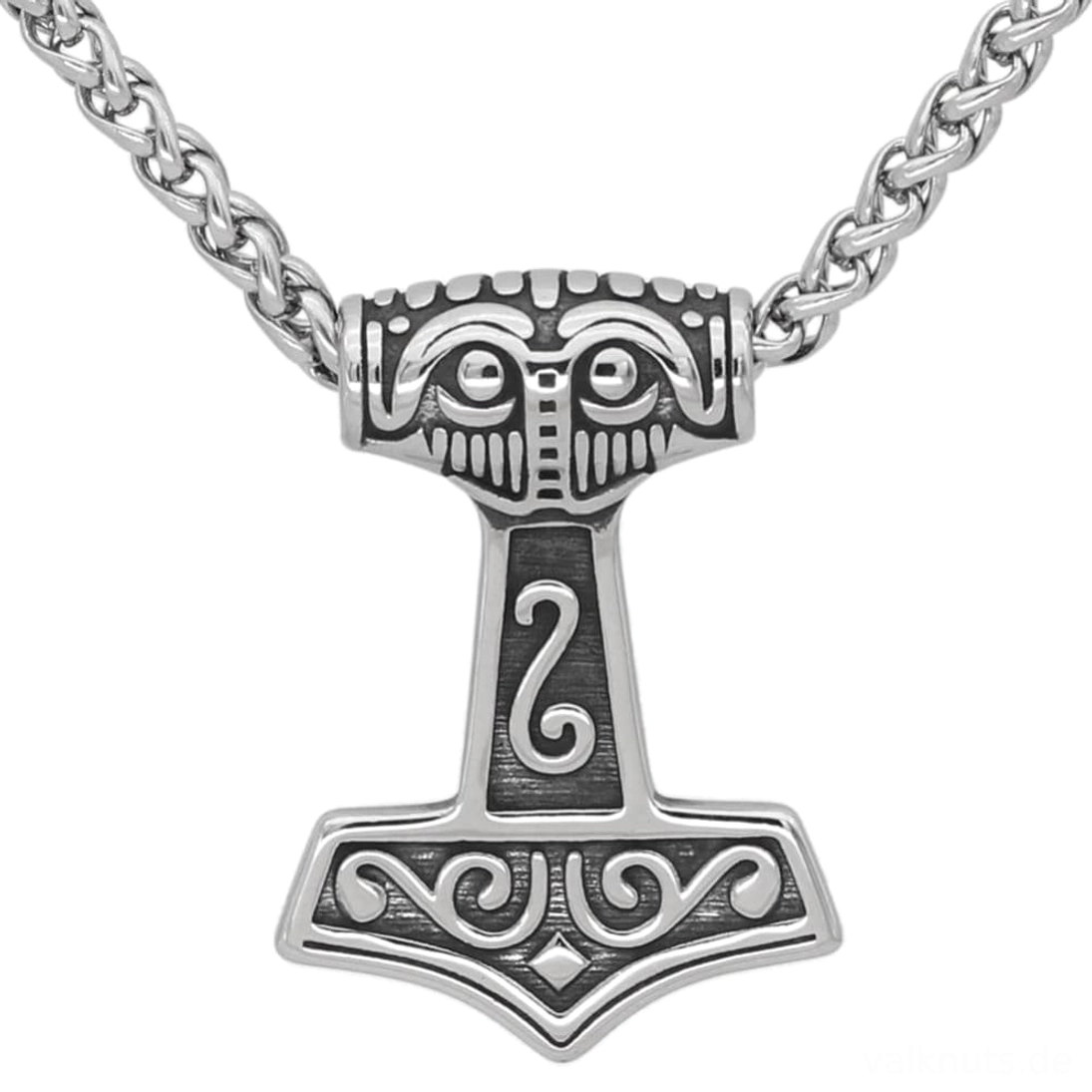 Traditionelle Thors Hammer Kette aus Edelstahl, Wikinger Mjölnir Amulett