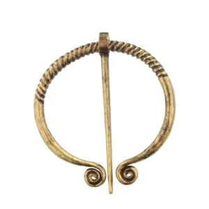 Traditionelle Wikinger Brosche mit Spiralenmuster, authentische Wikinger Fibel