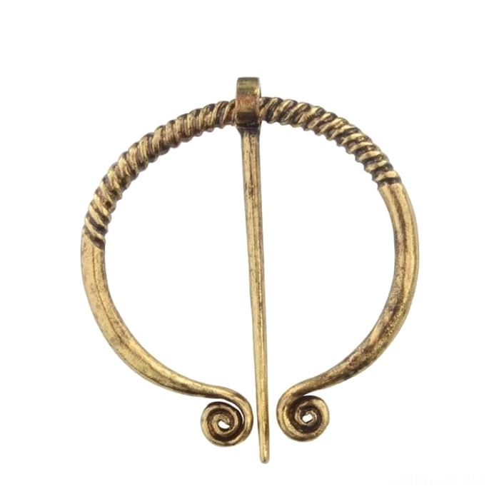 Traditionelle Wikinger Brosche mit Spiralenmuster, authentische Wikinger Fibel