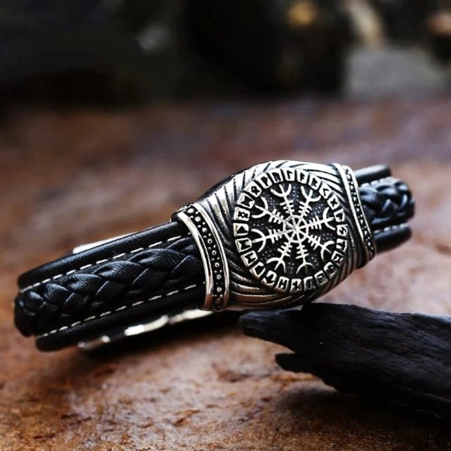 Wikinger Armband mit Aegishjalmur Symbol für Wikinger Kultur Liebhaber