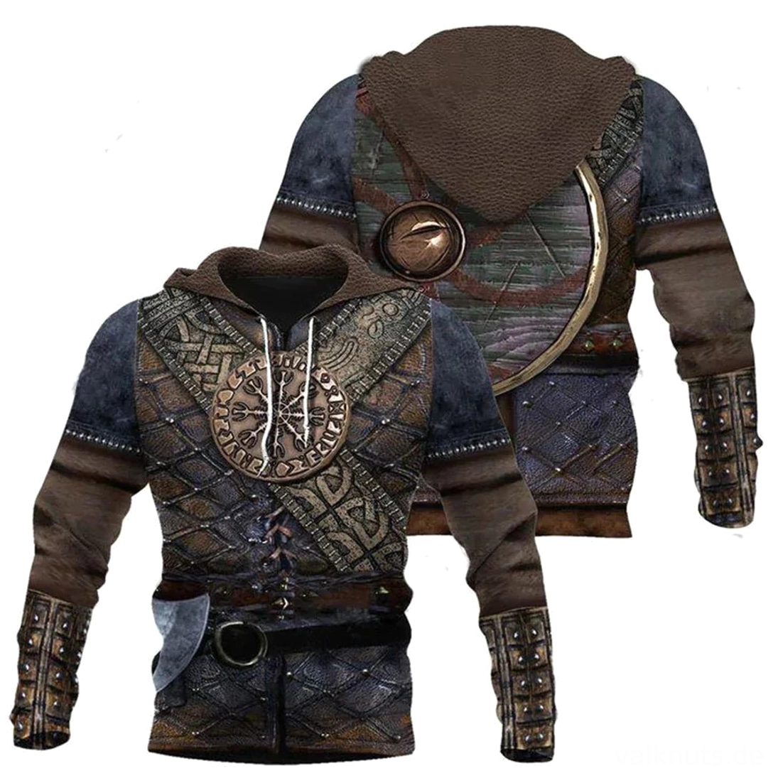 Herren Damen Wikinger Hoodie Helm der Angst Freizeit Streetwear