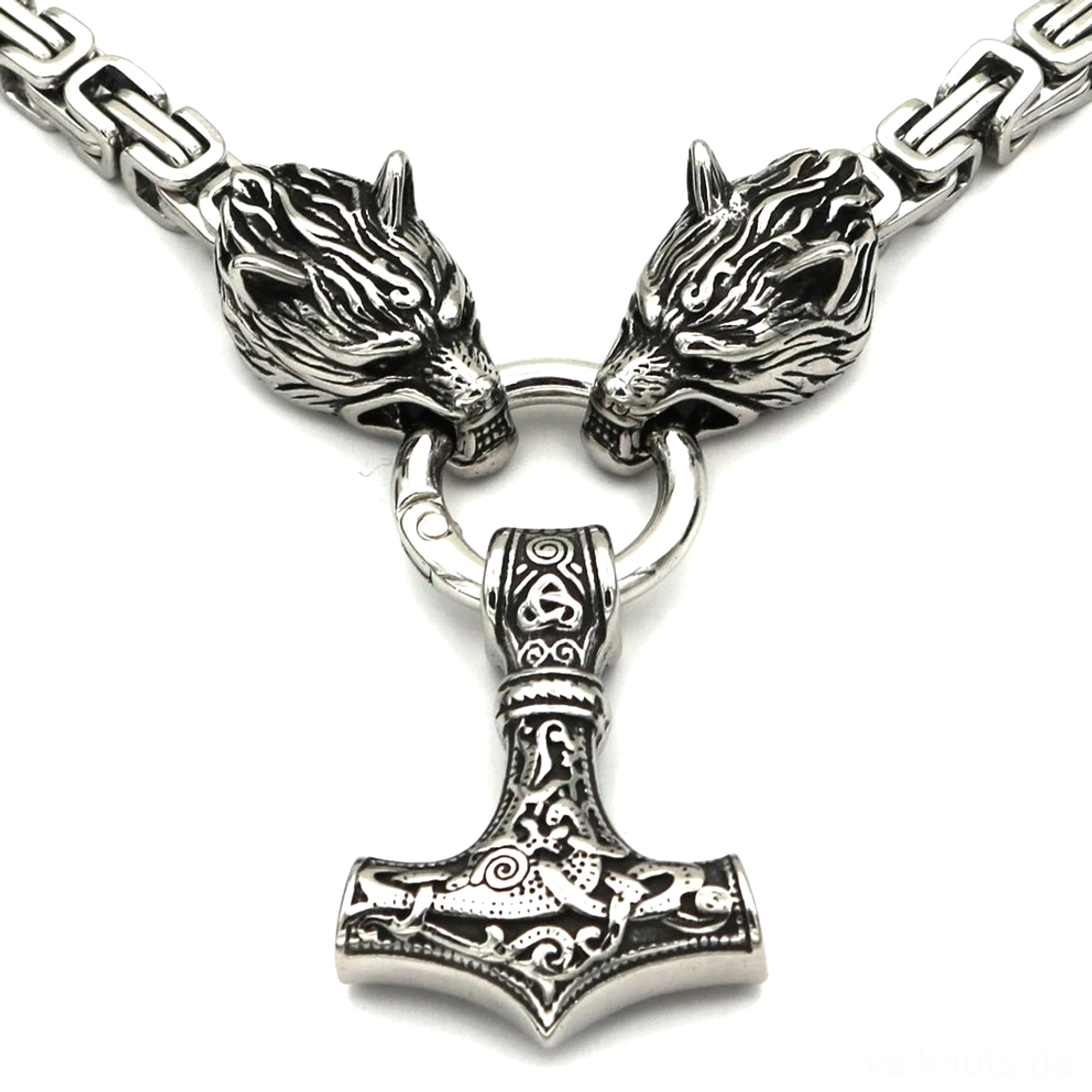 Unterschiedliche Laengen der Wolf Kette Thors Hammer mit Mjolnir Wikinger Schmuck