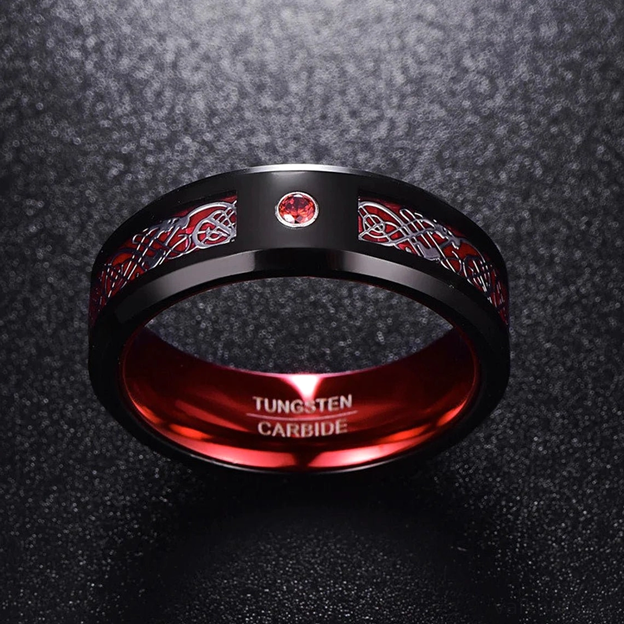 Valhalla Wikinger Ring Innenansicht mit Wolframkarbid Gravur