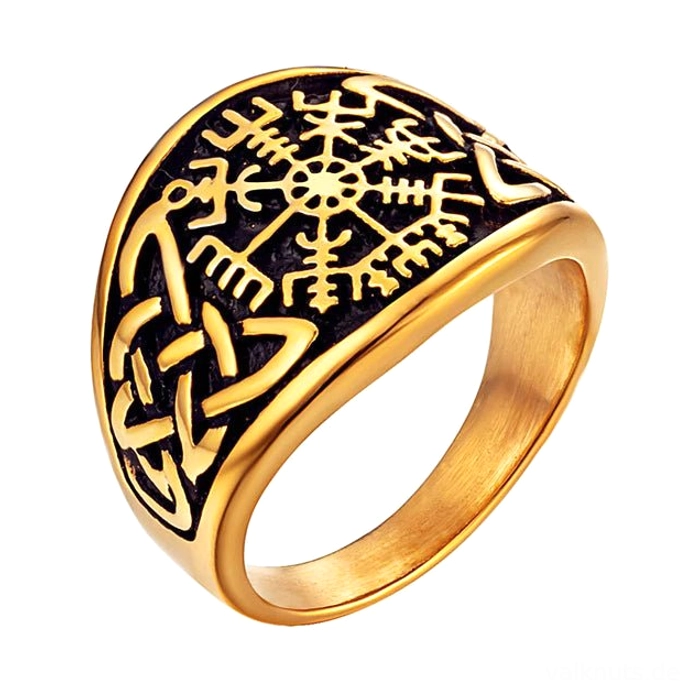 Vegvisir Wikinger Ring Edelstahl nordisches Runen Amulett
