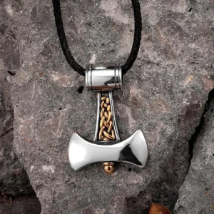 Verblassungsfreie Thors Hammer Kette mit Axt Design für Männer, Wikinger Amulett