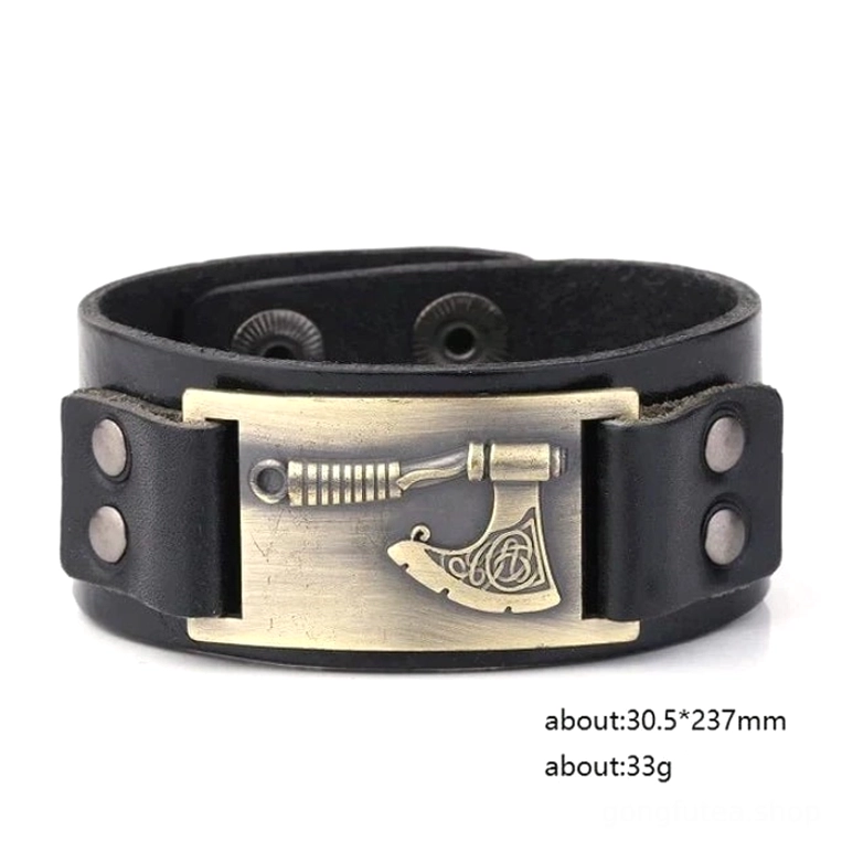 Vergleich verschiedener Farbvarianten des Wikinger Axt Leder Armbands
