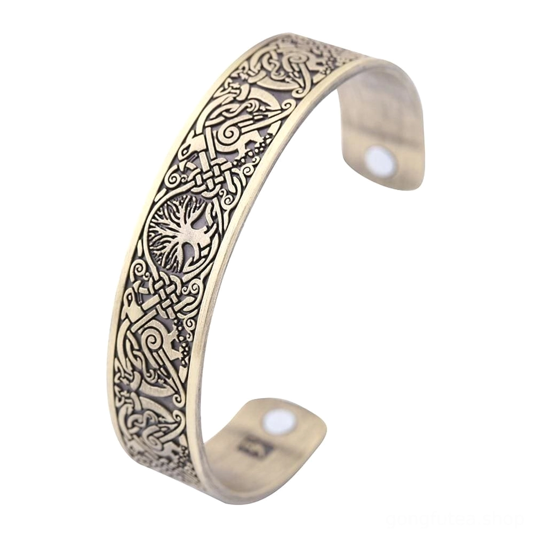 Verstellbarer Wikinger Armreif Lebensbaum Yggdrasil aus 316L Edelstahl