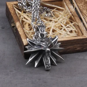 Wikinger Wolf Kette mit Wild Hunt Wolf Anhänger aus Edelstahl
