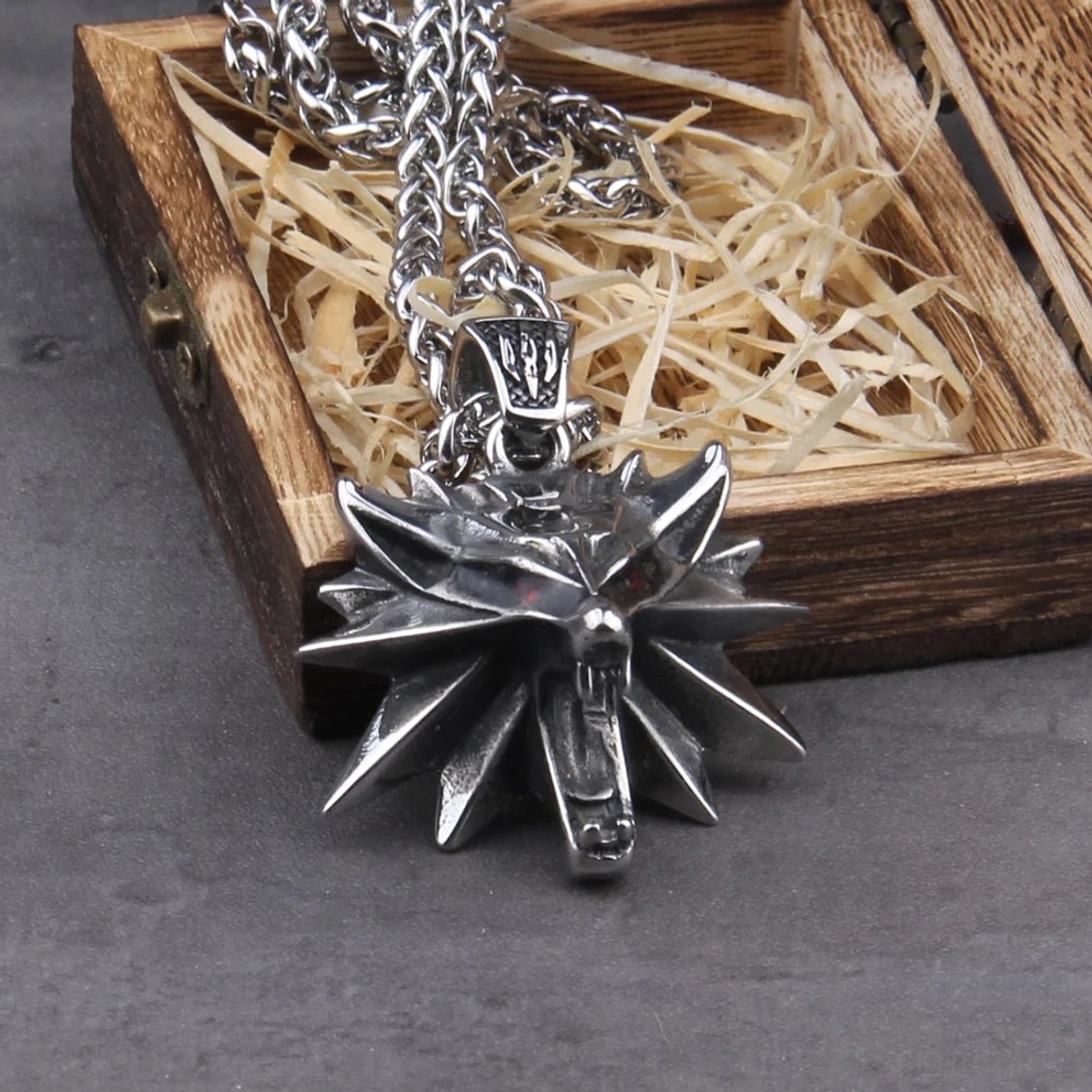 Wikinger Wolf Kette mit Wild Hunt Wolf Anhänger aus Edelstahl