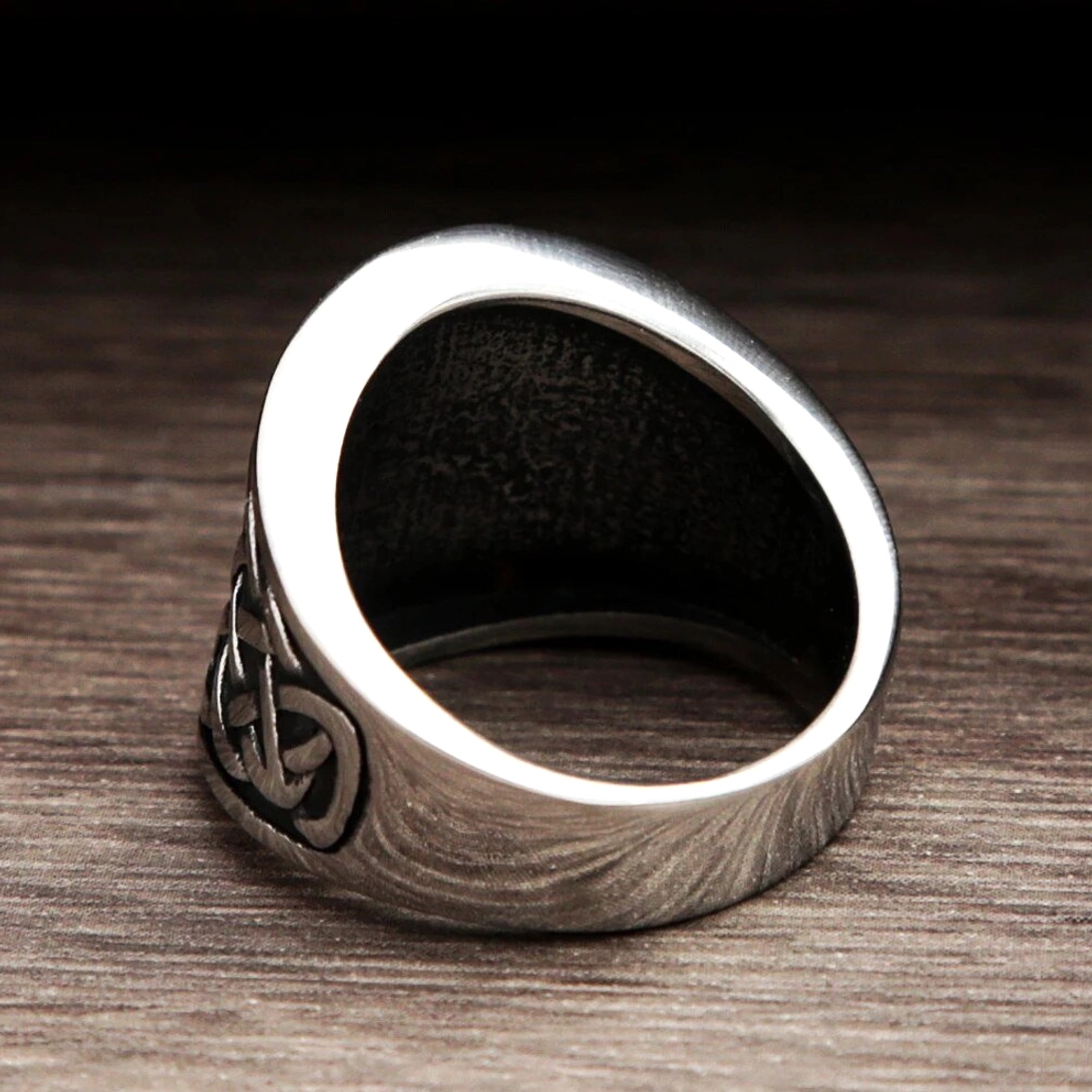 Vintage Punk Wikinger Ring Vegvisir aus Edelstahl für Biker