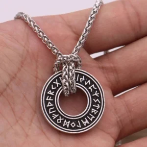Vintage Runen Kreis Wikinger Kette, nordisches Amulett für Liebhaber der Wikingerkultur
