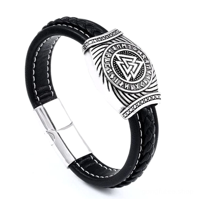 Vintage Wikinger Armband mit Valknut Kriegerknoten Amulett