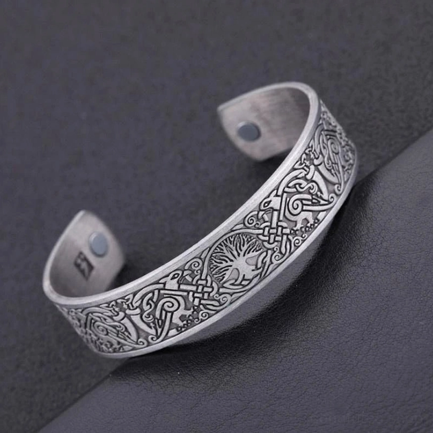 Vintage Wikinger Armreif Lebensbaum aus Metall für Herren und Damen