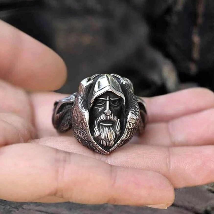 Alter Wikinger Ring Odin der Allvater für Männer, nordisches Amulett