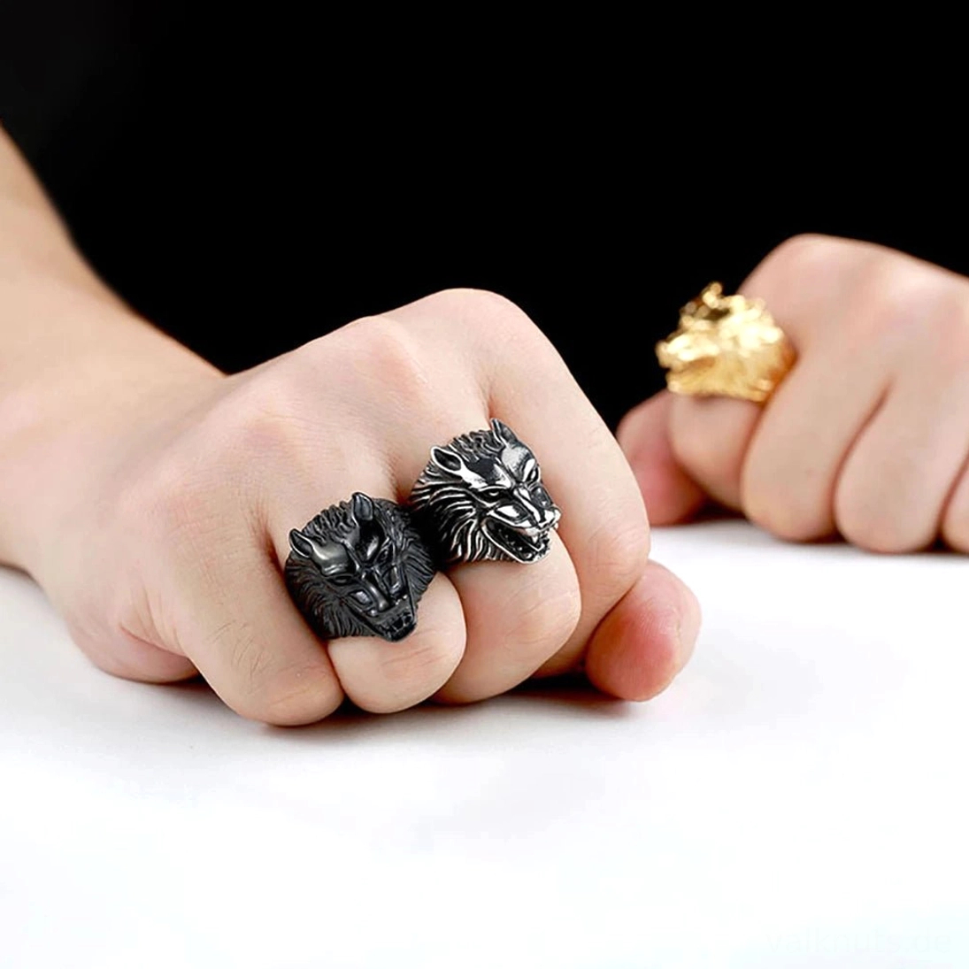 Vintage Wikinger Ring Fenrir Wolf aus Edelstahl für Biker