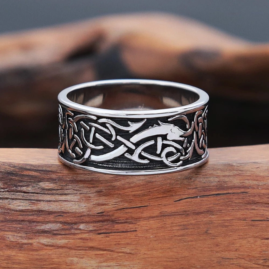 Vintage Wikinger Ring Jormungandr Herren Damen, nordischer Amulett Ring