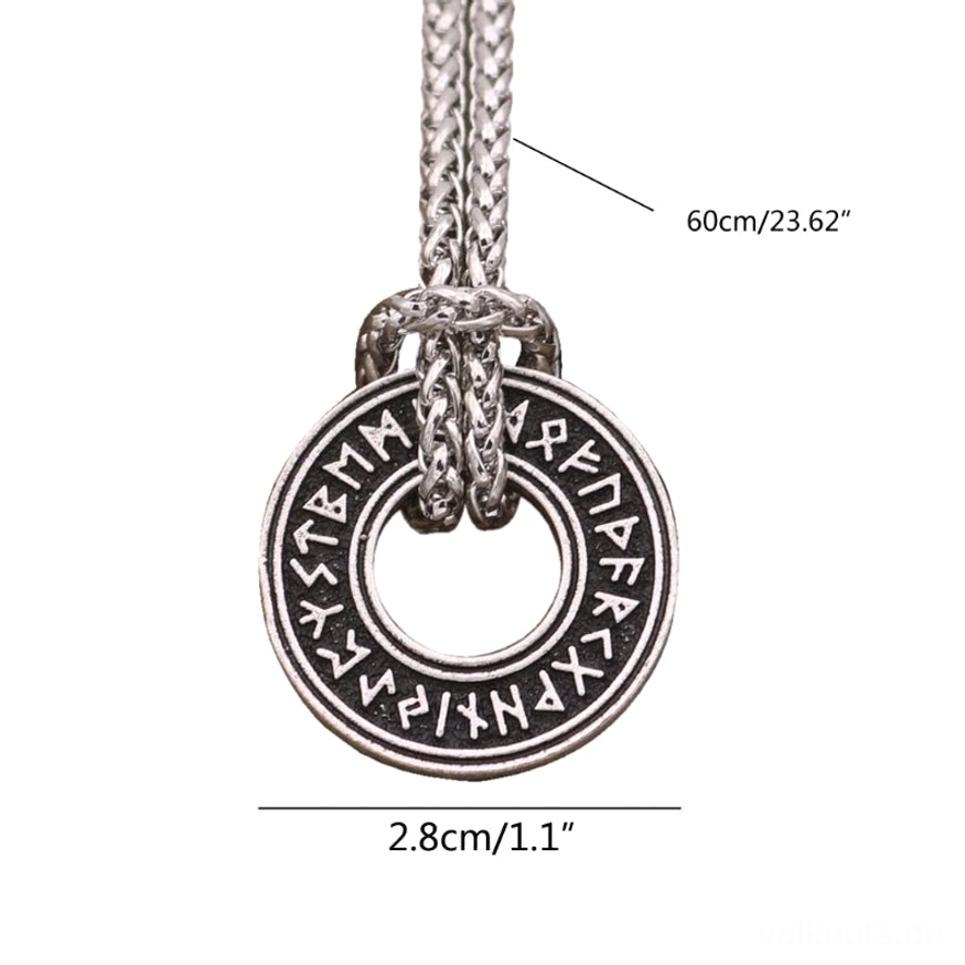Vintage Wikinger Runen Kette, nordisches Talisman Schmuckstück mit Runenkreis