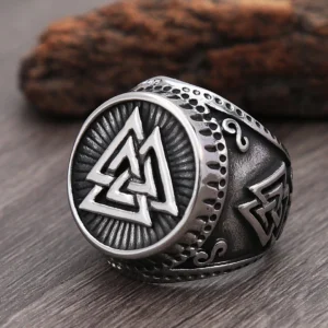 Vintage Wikinger Valknut Ring fuer Maenner, Wikinger Kultur Odin Symbol Schmuck