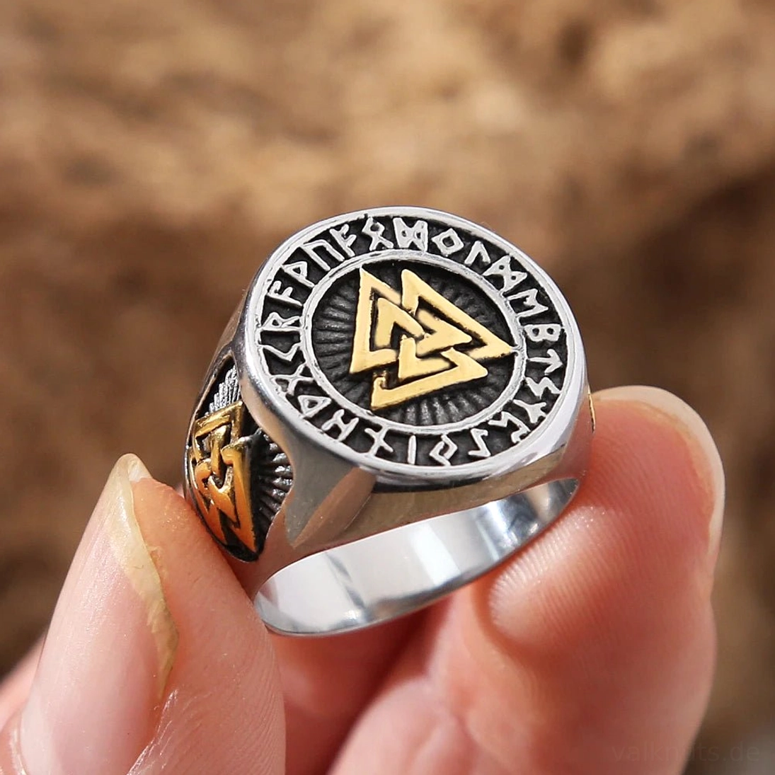 Vintage Wikinger Valknut Ring für Männer aus Edelstahl