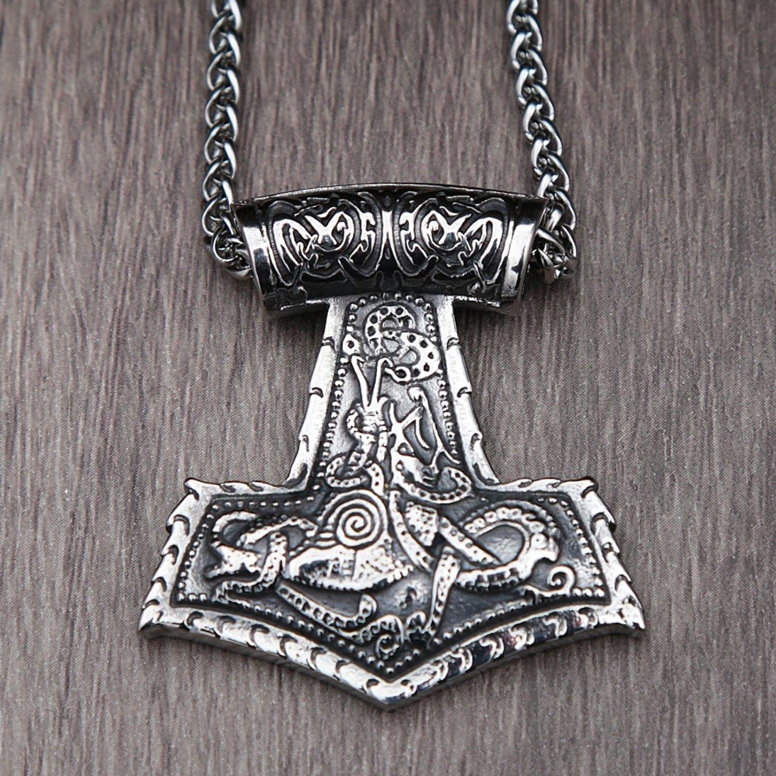 Vollständige Thors Hammer Kette aus Edelstahl für Männer und Frauen, Wikinger Schmuck