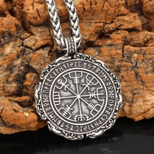 Vollständige Wikinger Halskette Vegvisir mit Kette und Anhänger