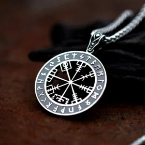 Vollständige Wikinger Halskette Vegvisir aus Edelstahl mit Kette