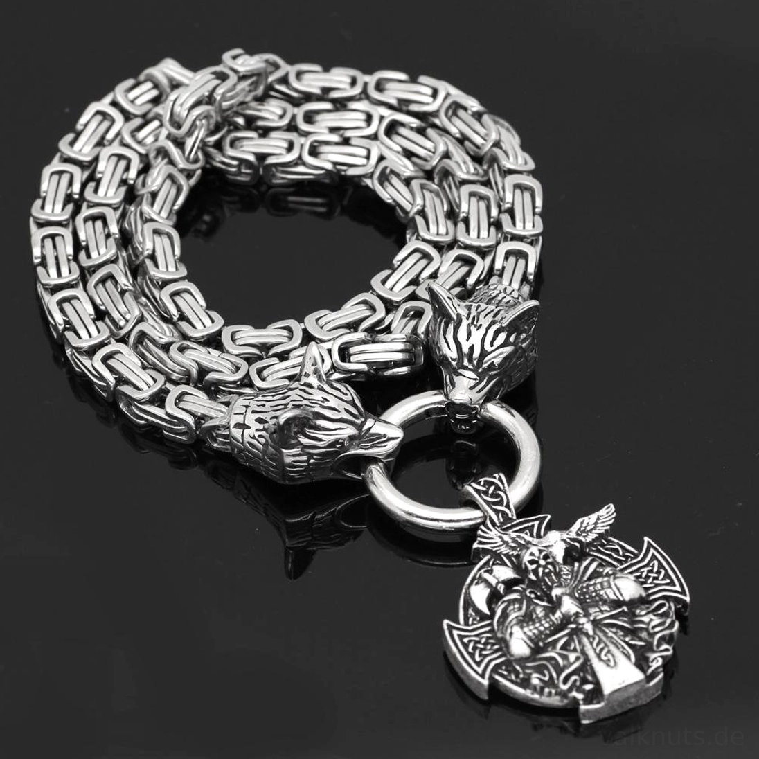 Vollständige Wikinger Wolf Kette mit Berserker Anhänger