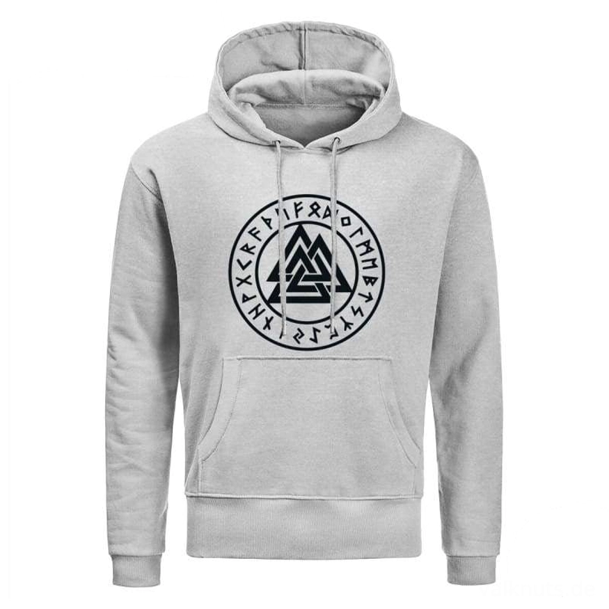 Vorderseite des Wikinger Valknut Hoodie mit Symbol Druck