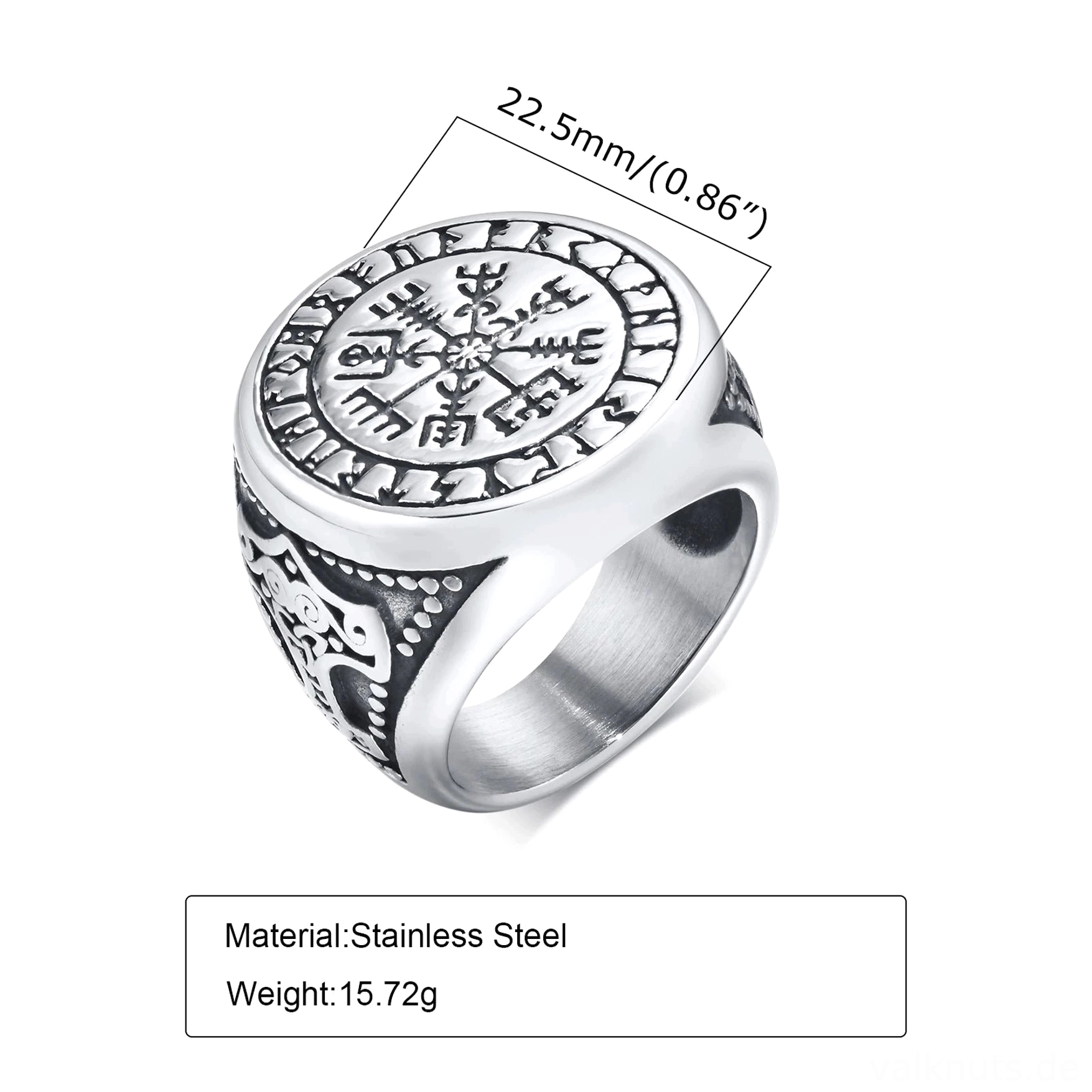 Wikinger Schmuck Ring mit Vegvisir und Thors Hammer, wasserdicht