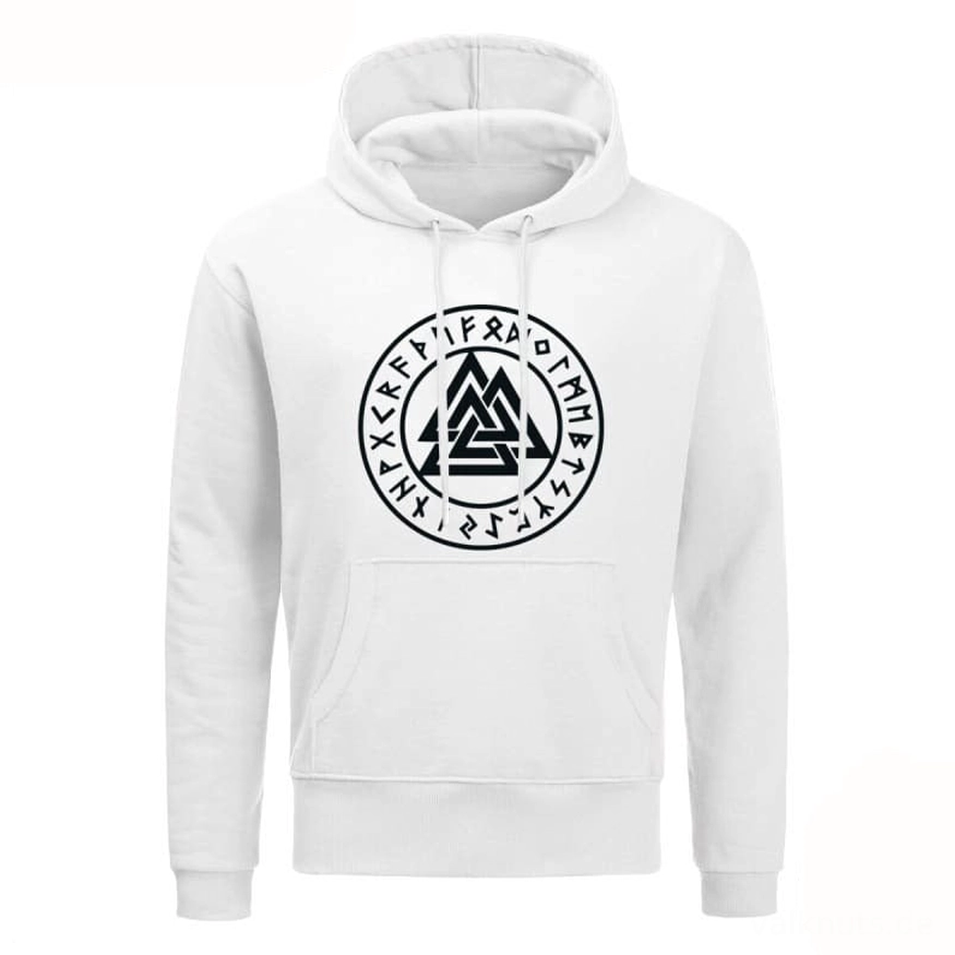 Weißer Wikinger Valknut Hoodie in Größe S