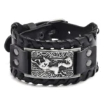 Wikinger Armband Leder mit Wikinger Fuchs Motiv auf Lederband