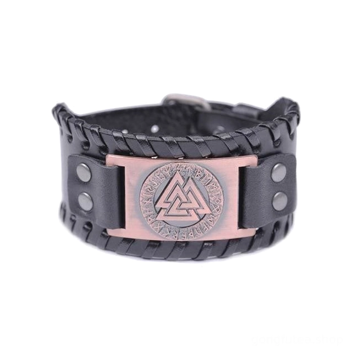 Handgemachtes Wikinger Armband mit Valknut Symbol für Wikingerkultur Fans