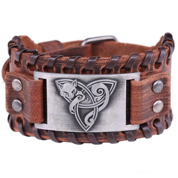 Wikinger Armband mit Triquetra Fuchs Emblem aus Zinklegierung