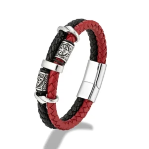 Wikinger Armband Vegvísir Wayfinder nordischer Kompass Kunstleder
