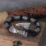 Wikinger Armreif mit Wikinger Axt aus Zinklegierung und geflochtenem Paracord