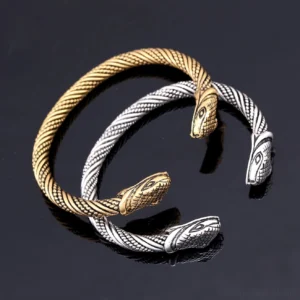 Wikinger Armreif Jormungandr antik gold von vorne