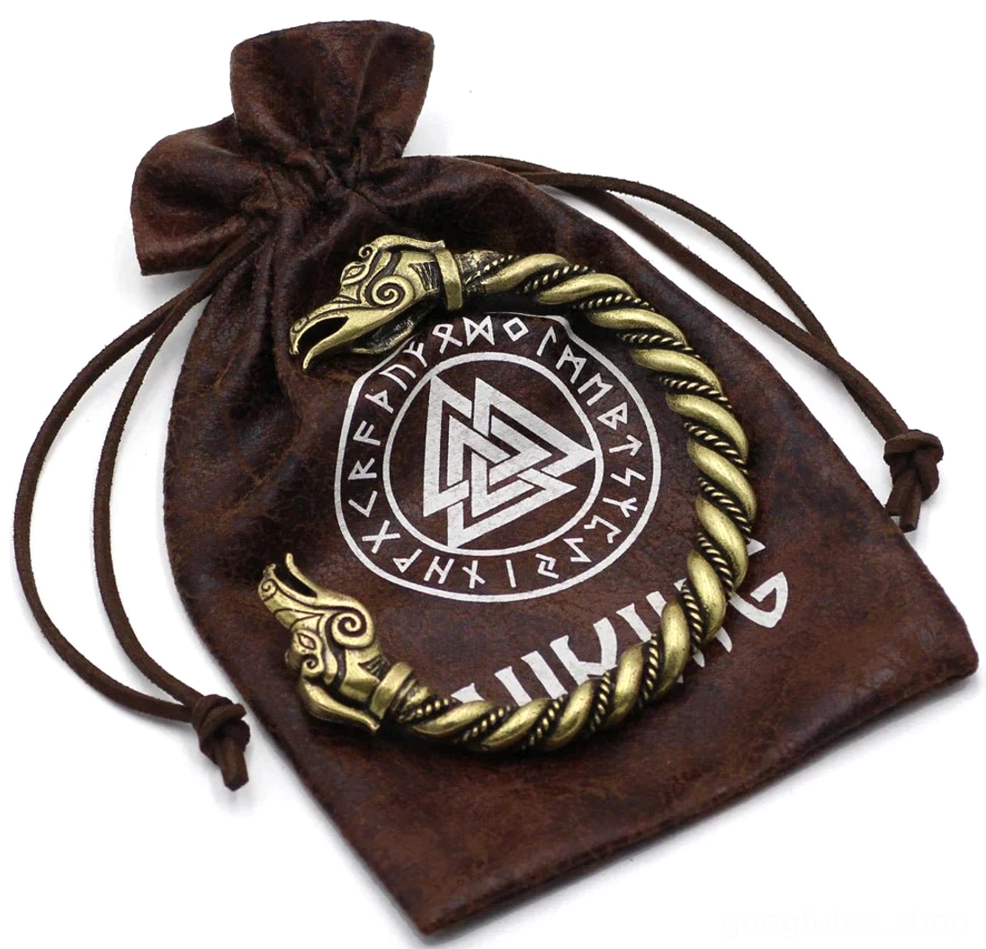 Wikinger Armreif mit Jörmungandr und Valknut Rune Geschenktüte