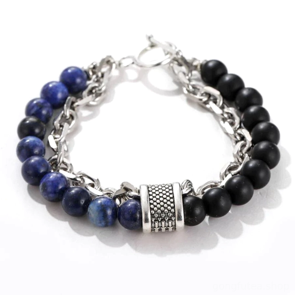 Wikinger Armreif Variante mit Lapislazuli Naturstein Perlen