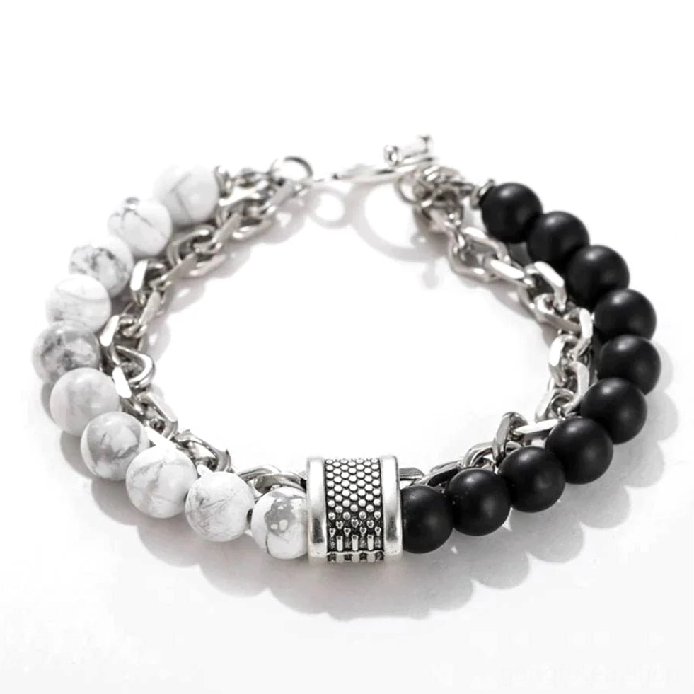 Wikinger Armreif Variante mit White Howlite Naturstein