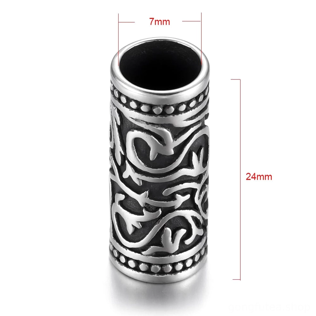 Wikinger Bartperle mit 7mm großem Innendurchmesser aus 316L Edelstahl, Wikinger Bartschmuck