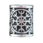 Hochwertige Wikinger Bartperle mit Aegishjalmur Symbol aus 316L Edelstahl, authentischer Wikinger Bartschmuck