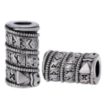 Wikinger Bartperle mit Jormungandr und Runen Design aus 316L Edelstahl, Wikinger Bartschmuck